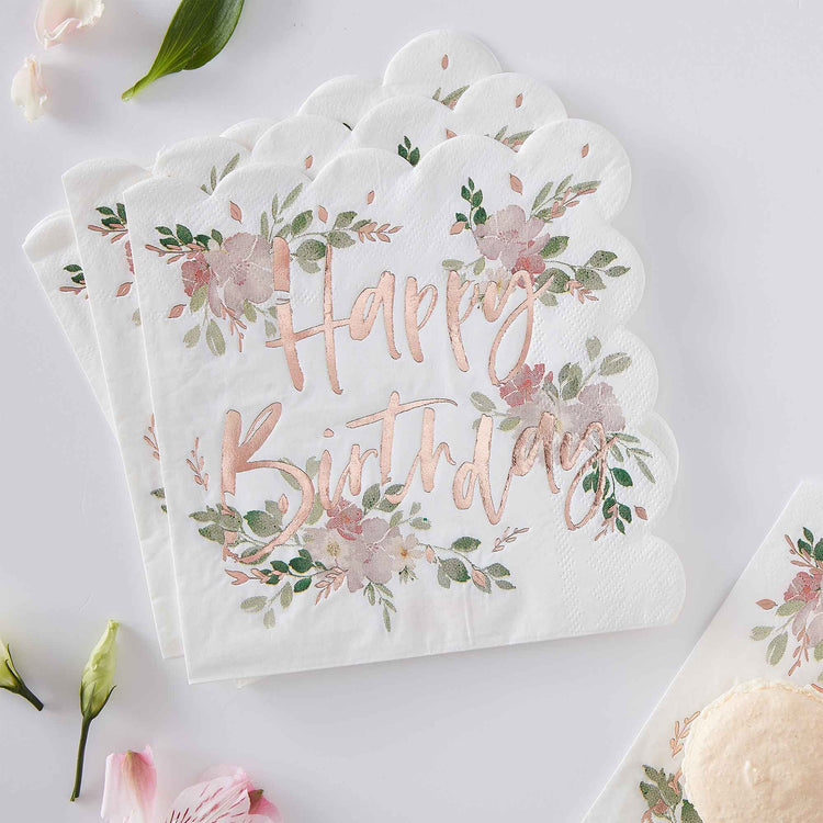 Ditsy Floral Happy Birthday Napkins Pack of 16