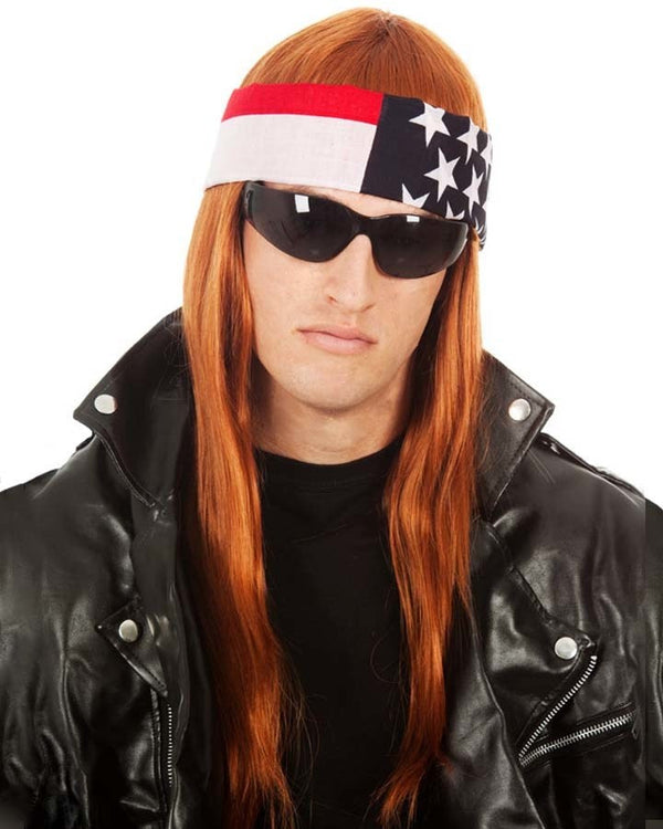 LA Rocker Bandana Auburn Wig