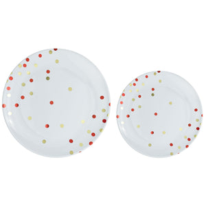Premium Plastic Plates Hot Stamped with Apple Red Dots Pack of 20