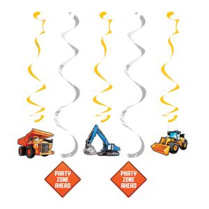 Big Dig Construction Dizzy Danglers Hanging Swirls Pack of 5