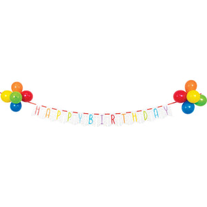 Balloon Bash Birthday Ribbon Banner 15cm x 2.59m & 20cm Balloons
