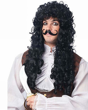 Captain Hook Black Wig and Moustache