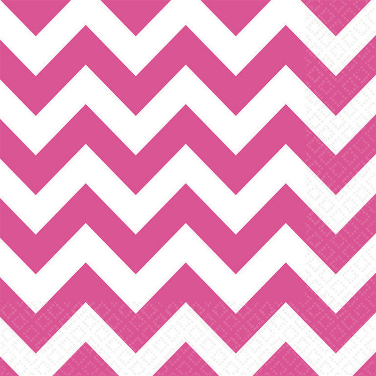 Bright Pink Chevron Lunch Napkins Pack of 16