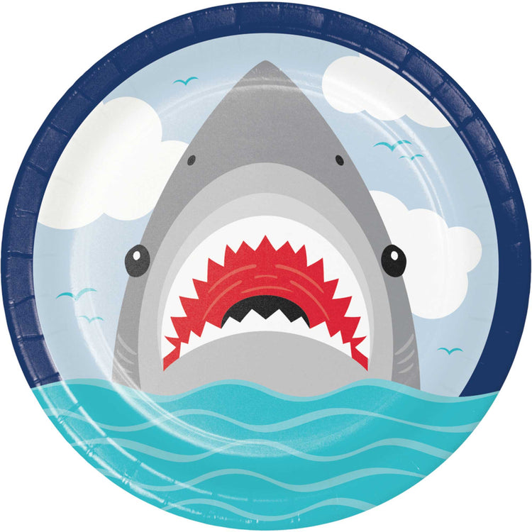 Shark Party Dinner Plates Paper 22cm Pack of 8