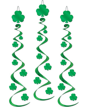 St Patricks Day Shamrock Hanging Swirl Decorations Pack of 3