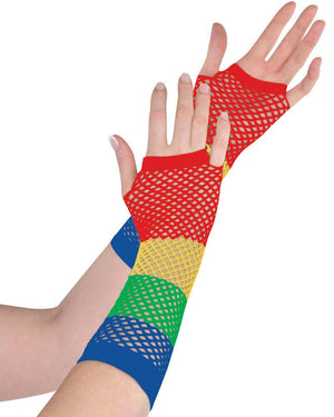 Rainbow Long Fishnet Gloves