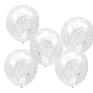 Rustic Country 30cm Latex Balloons & Confetti White Pack of 5