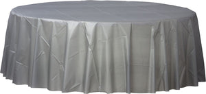 Silver Plastic Round Tablecover
