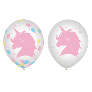 Magical Rainbow Birthday 30cm Latex Balloons & Confetti Pack of 6