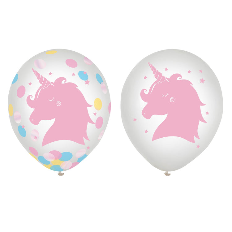 Magical Rainbow Birthday 30cm Latex Balloons & Confetti Pack of 6
