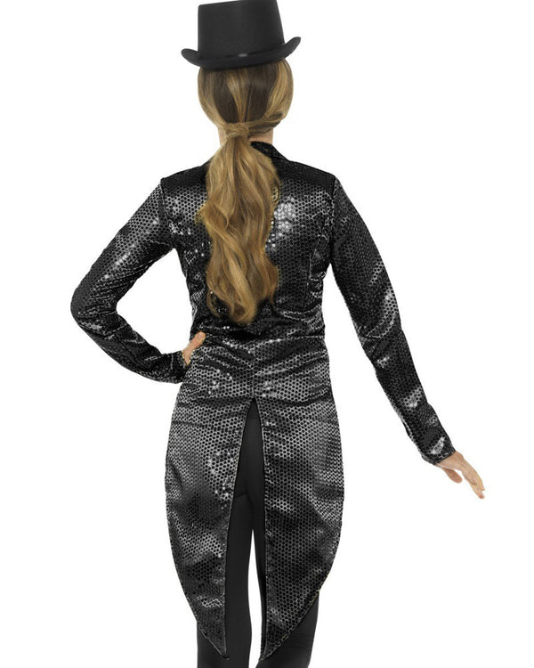 Black Sequin Womens Tailcoat