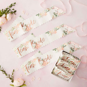 Floral Hen Party Team Bride Sashes Pack of 6