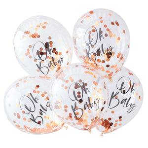 Twinkle Twinkle Confetti 30cm Balloons Oh Baby Rose Gold Pack of 5