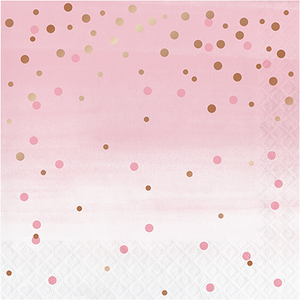 Rose All Day Lunch Napkins Dots Rose Gold Foil Pack of 16