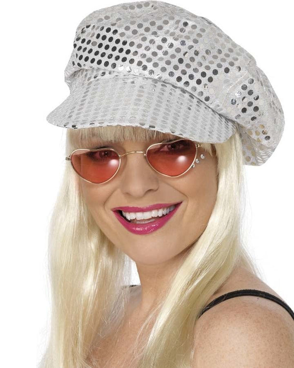 80s Silver Sequin Disco Hat