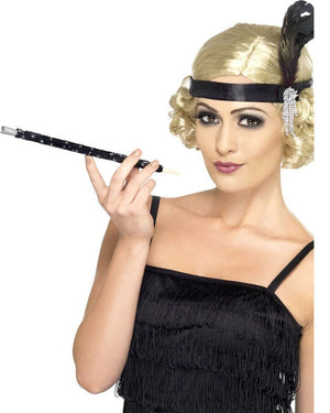 Black Sequinned Cigarette Holder 40cm
