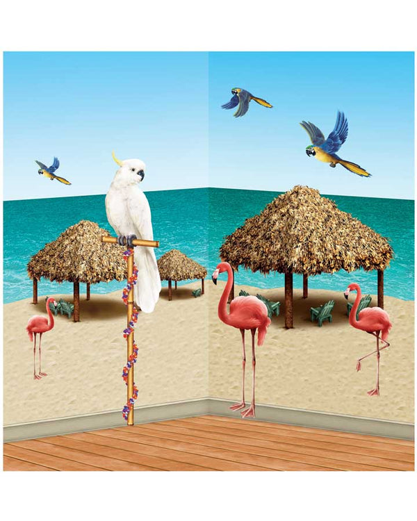Hawaiian Tiki Hut and Tropical Birds Prop Set