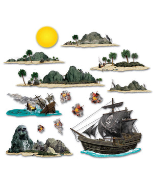 Pirate Ship and Island Cutouts Pack of 14