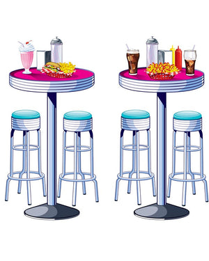 50s 2 Pack Soda Shop Tables and Stool Cutouts