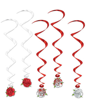 Alice in Wonderland Rose Hanging Decorations Pack of 5