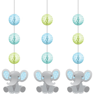 Enchanting Elephant Boy Hanging Honeycomb & Cutouts Decorations Pack of 3