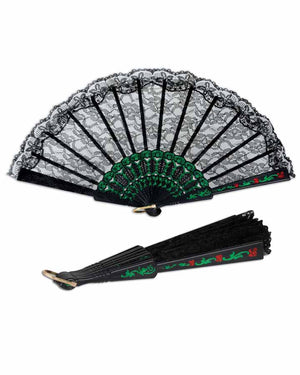 Mexican Fiesta Black Lace Fan