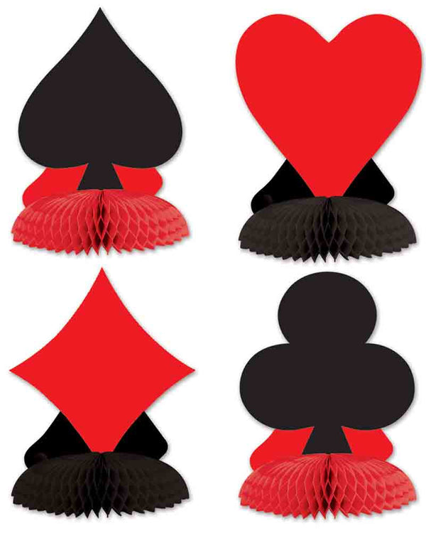 Casino Card Suit Mini Centrepieces Pack of 4