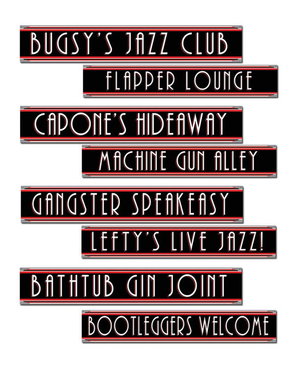20s Gangster Street Sign Cutouts Pack of 4
