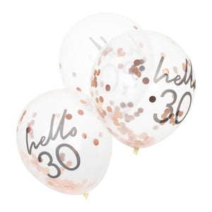 Mix It Up Rose Gold Confetti Filled Hello 30 30cm Balloons Pack of 5