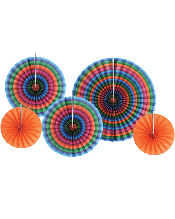 Mexican Serape Accordion Paper Fans Pack of 5