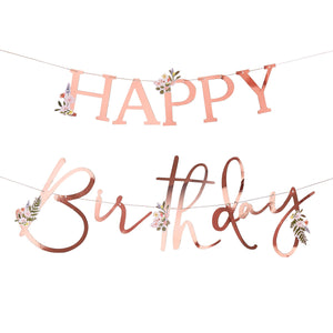 Lets Par Tea Rose Gold Happy Birthday Bunting