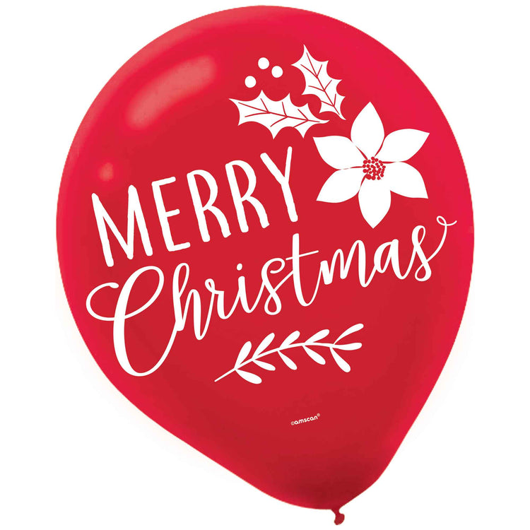 Traditional Christmas 30cm Latex Balloons Pack of 15