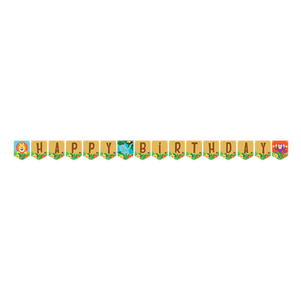 Jungle Safari Happy Birthday Ribbon Banner 15cm x 1.39m