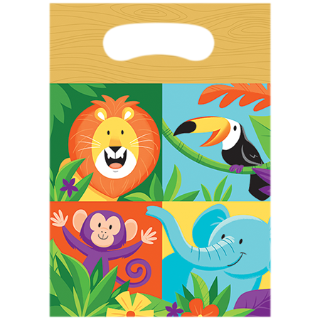 Jungle Safari Loot Bags Plastic 22cm x 16cm Pack of 8