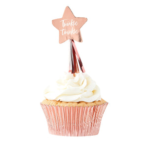 Twinkle Twinkle Cupcake Toppers - Rose Gold Pack of 8