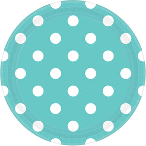 Dots 17cm Round Paper Plates Robins Egg Blue Pack of 8