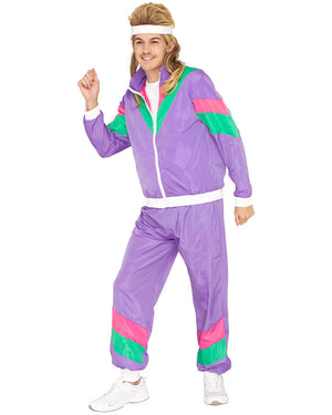 80s Purple Tracksuit Plus Size Mens Costume