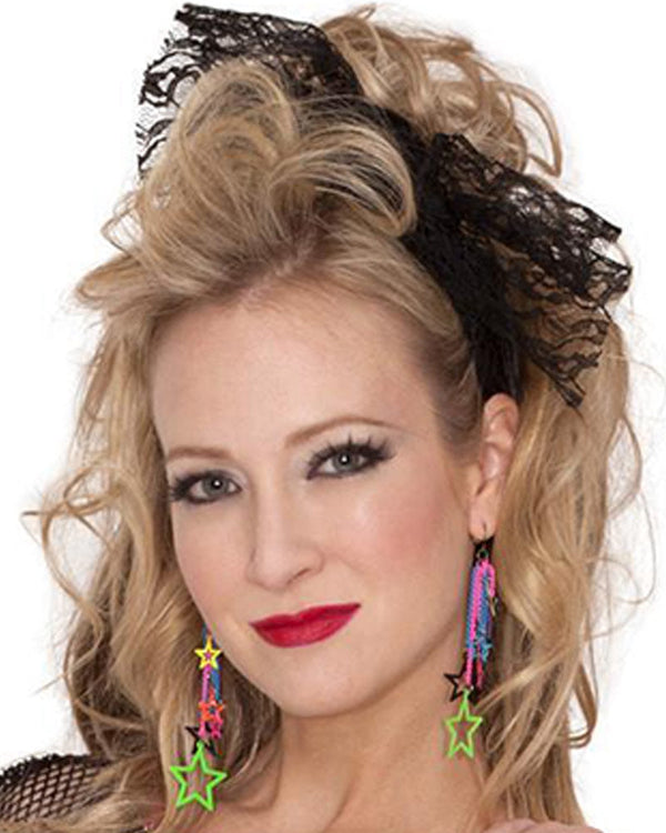 Awesome 80s Black Lace Headscarf