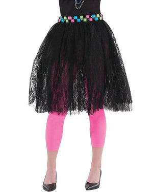 Awesome 80s Black Lace Womens Skirt