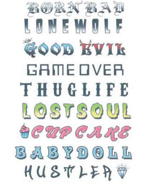 Temporary Tattoos Phrase Knuckle