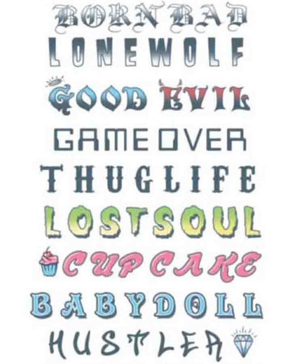 Temporary Tattoos Phrase Knuckle