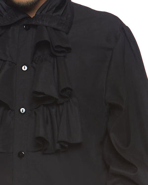 Black Ruffle Front Shirt