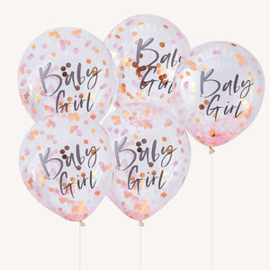 Twinkle Twinkle Confetti 30cm Balloons Baby Girl Pink Pack of 5