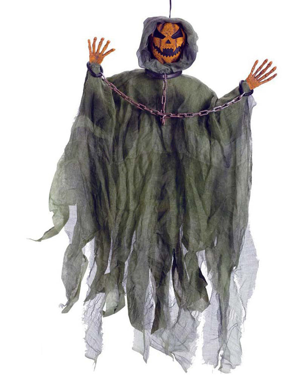 Light Up Orange Hanging Pumpkin Head Prop 91cm