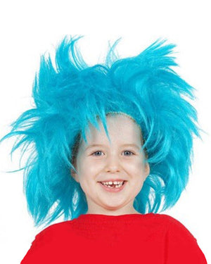 Blue Fuzzy Curly Wig