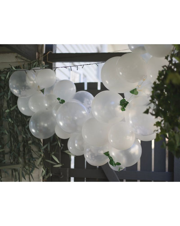Botanical Baby Mini White Balloon Arch With Foliage Pack of 45