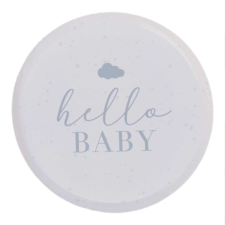 Hello Baby Paper Plates Speckle Cream & Grey Pack of 8