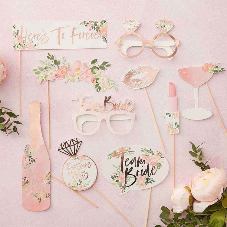 Floral Hen Party Photobooth Props Pack of 10