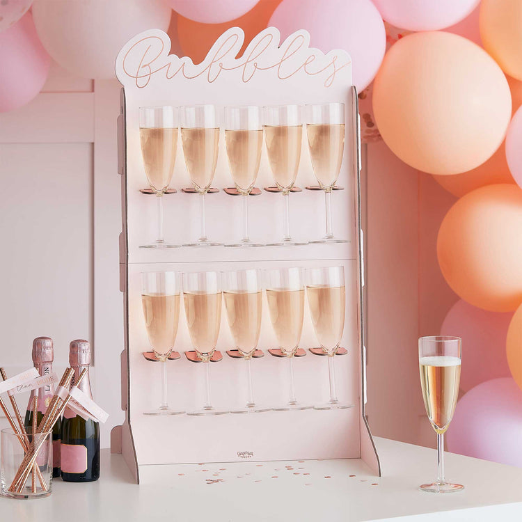 Hen Party Rose Gold Foiled and Blush Cut Out Prosecco Wall