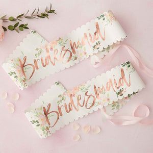 Floral Hen Party Bridesmaid Sashes Pack of 2